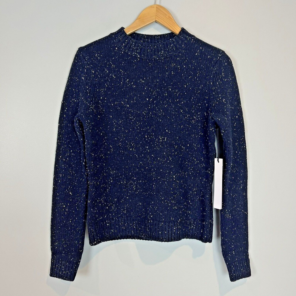 Paper Denim & Cloth Navy Blue Pullover Sweater Crew Neck Size Small NWT $200